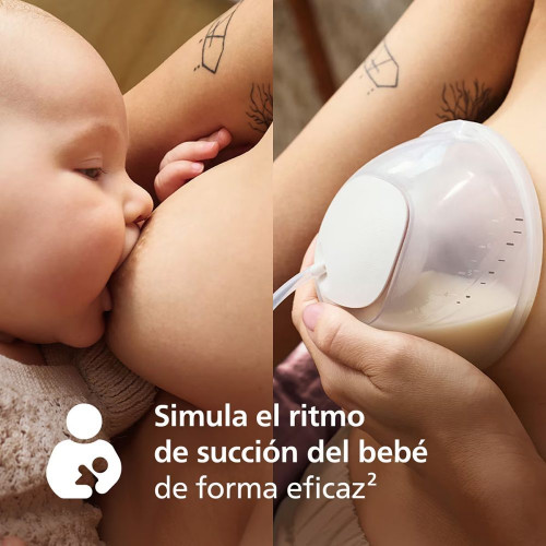 Sacaleches eléctrico portátil individual Philips Avent, manos libres, extractor de leche silencioso, imita el ritmo del bebé Blanco
