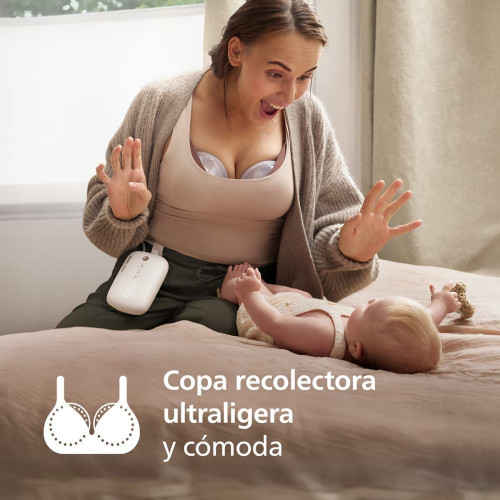 Sacaleches eléctrico portátil individual Philips Avent, manos libres, extractor de leche silencioso, imita el ritmo del bebé Blanco