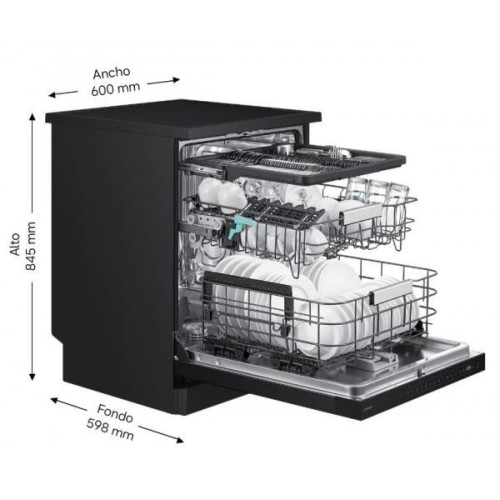 Samsung DW80H73YAFFU1 - Lavavajillas de 60 Cm con 14 Cubiertos y Tercera Bandeja Clase A Grafito