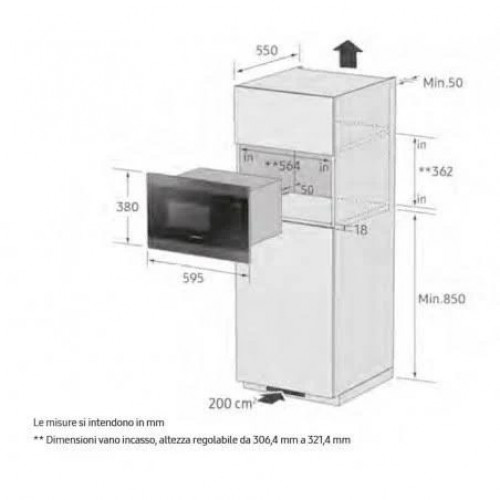 Samsung ms22m8274am Horno microondas empotrado cm. 60
