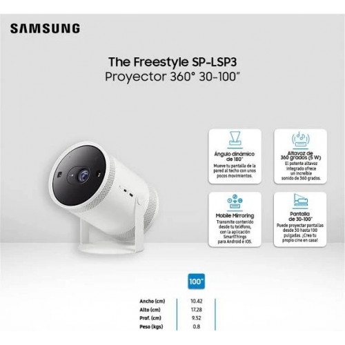 Samsung Proyector The Freestyle sp-lsp3 360° 30~100' 2022