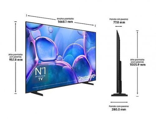 Samsung TU75U7025FKXXC - Televisor LES 4K de 75 pulgadas Smart TV