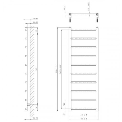 Sapho Metro Light calefactor 40x114 cm ir445r