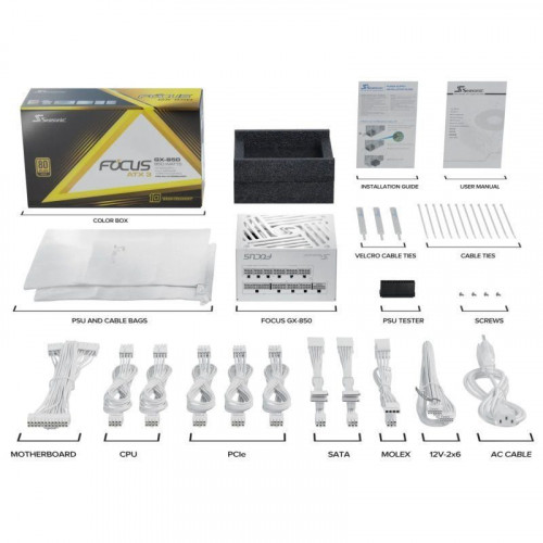 Seasonic Focus GX-850 White ATX 3 PCIe 5.1 850W 80 Plus Gold Modular
