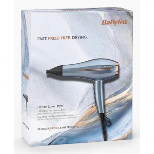 Secador de Pelo BaByliss Denim Luxe Iónico 2200W 3 Modos de Calor Azul Cobre