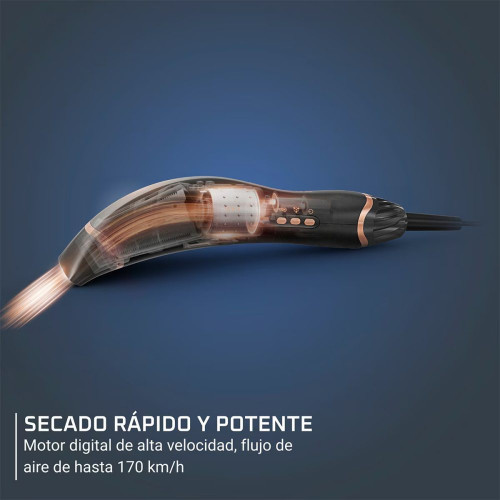 Secador de pelo Rowenta Air motion con efecto Coanda, diseño ergonómico y ligero, motor de alta velocidad Negro