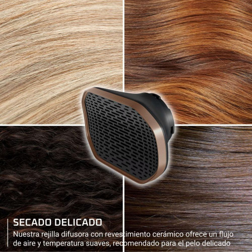 Secador inteligente Rowenta Maestria for you HY9430 1800 W con pantalla LED integrada 6 Accesorios y efecto coanda 225 km/h Azul
