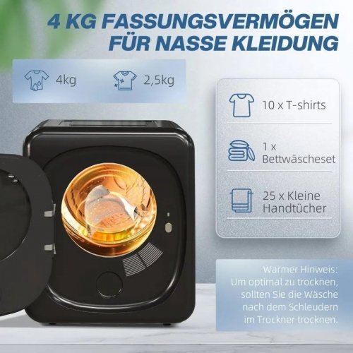 Secadora compacta 4 kg 800 w 6 programas pantalla led táctil