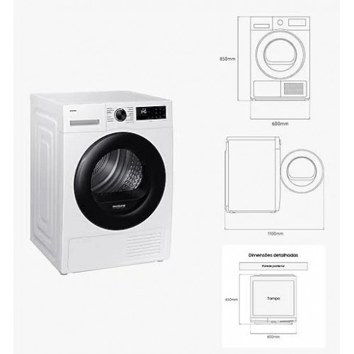 Secadora de Ropa Samsung dv90dg52a0aeep con Bomba de calor de 9 kg