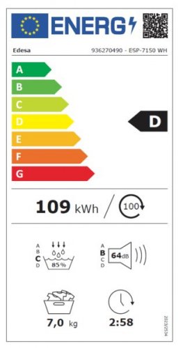 Secadora EDESA ESP-7150 WH 7KG B.Calor D