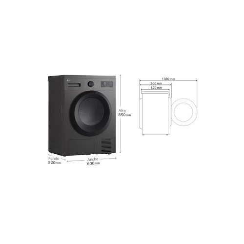 Secadora LG RHA1008NDK D 8Kg Negro Grafito