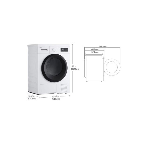 Secadora LG RHA1008NWK D 8Kg Blanco