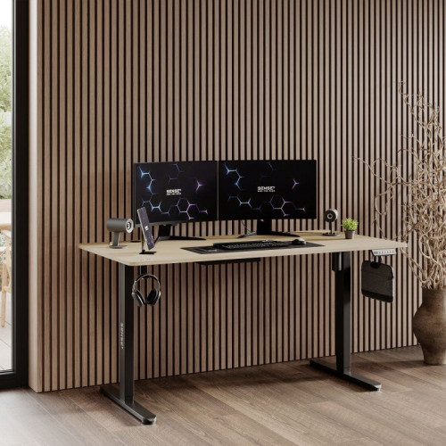 SENSE7 Nojo Escritorio Regulable Eléctrica con Motor 140x70 Blanco/Marrón claro