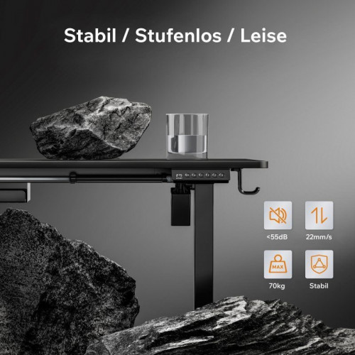 SENSE7 Nojo Escritorio Regulable Eléctrica con Motor 140x70 Negro