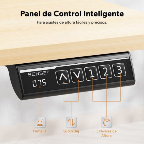 SENSE7 Nojo Light Escritorio Regulable Eléctrica con Motor 120x60 Blanco/Marrón claro