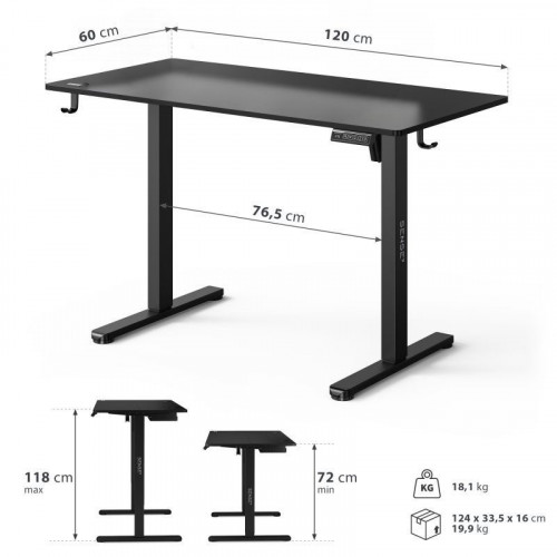 SENSE7 Nojo Light Escritorio Regulable Eléctrica con Motor 120x60 Blanco/Marrón claro