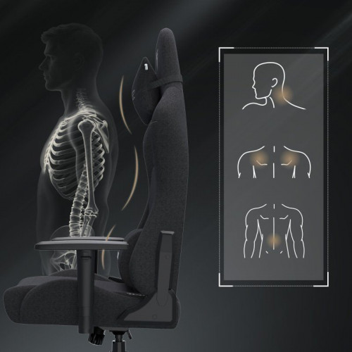 SENSE7 Spellcaster FUKU XL Silla Gaming de Tela Ergonómico Ajustable Soporte Lumbar Negra