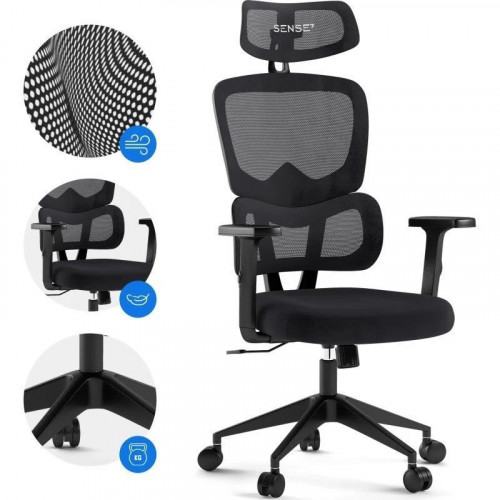 SENSE7 Veno Silla de Escritorio Ergonómico Ajustable Transpirable Negra