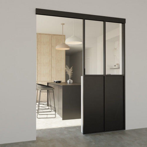 Separador de ambiente aluminio negro de 1050x1445 (altoxancho en mm) 4 vidrios