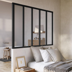 Separador de ambiente aluminio negro de 1300x1800 (altoxancho en mm) 5 vidrios