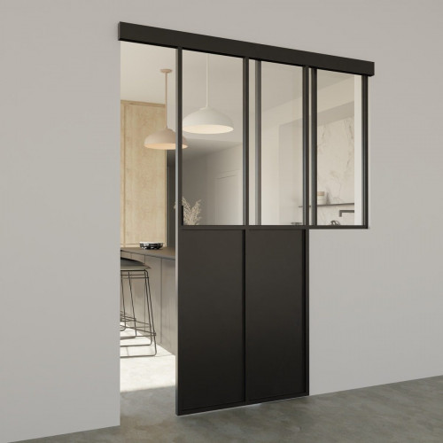 Separador de ambiente aluminio negro de 1300x1800 (altoxancho en mm) 5 vidrios