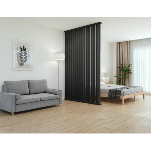 Separador de ambiente recortable de madera negro lamas giratorias medida 50x250cm