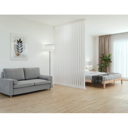 Separador de ambiente recortable madera blanca lamas giratorias medida 50x250cm