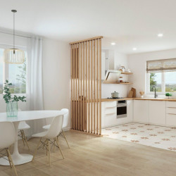 Separador de ambiente recortable madera roble lamas giratorias medida 50x250cm