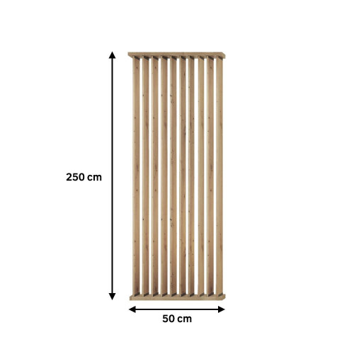 Separador de ambiente recortable madera roble lamas giratorias medida 50x250cm