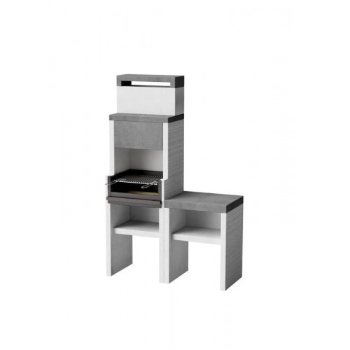 Set Barbacoa con bancada lateral de hormigón blanco y gris para carbón y leña VENIT FLEX Movelar