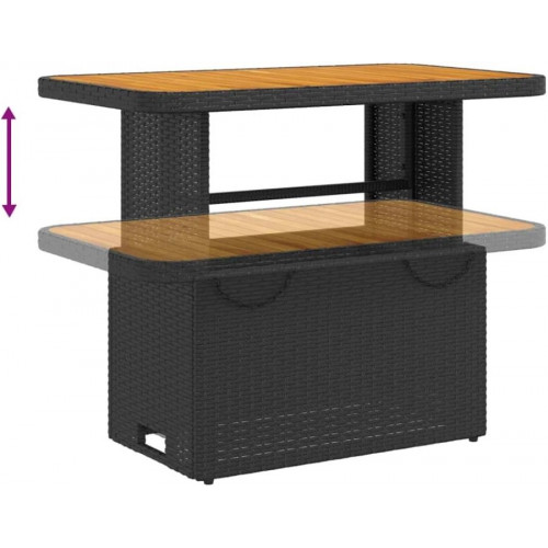 Set comedor de jardín muebles de exterior 2 pzas con cojines ratán sintético negro