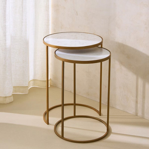 Set de 2 mesas auxiliares nido Zurich EuroVolter Blanco / Oro