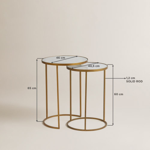 Set de 2 mesas auxiliares nido Zurich EuroVolter Blanco / Oro