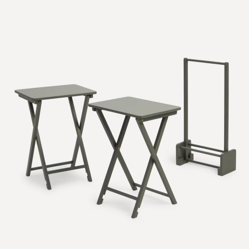 Set de 2 mesas auxiliares plegables de madera de hevea Parson Rojo