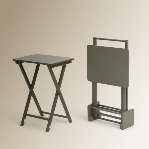 Set de 2 mesas auxiliares plegables de madera de hevea Parson Rojo