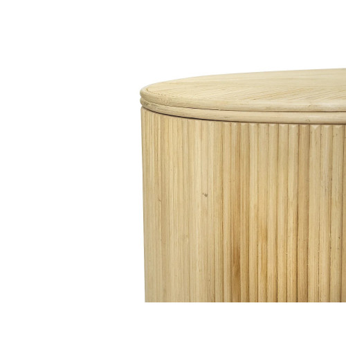 Set de 2 mesas auxiliares redondas con compartimento de almacenamiento - Ratán - D. 50 x Alt. 46 cm y D. 39.5 x Alt. 36 cm - Natural claro - GABES