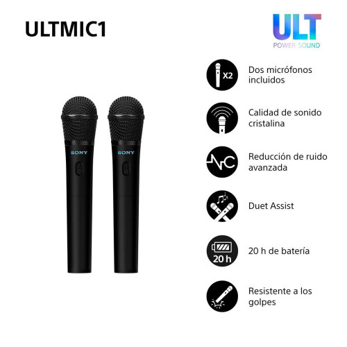 Set de 2 micrófonos inalámbricos negros y receptor Sony ULTMIC1 Negro