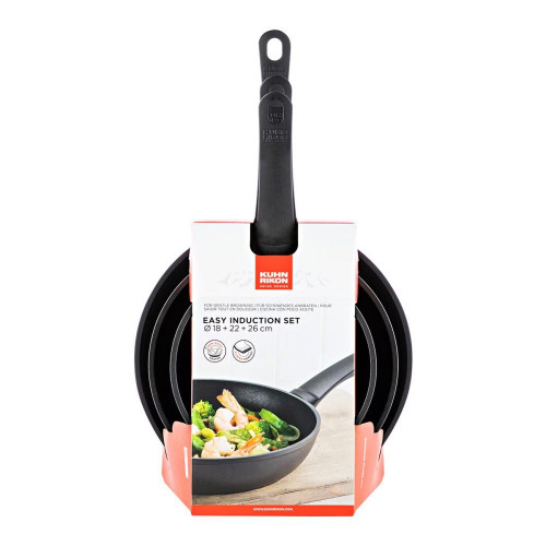 Set de 3 sartenes Easy Induction Kuhn Rikon Negro