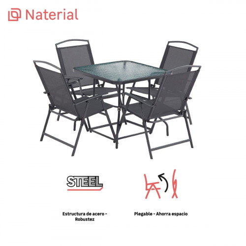 Set de comedor NATERIAL Napoli de acero para 4 personas