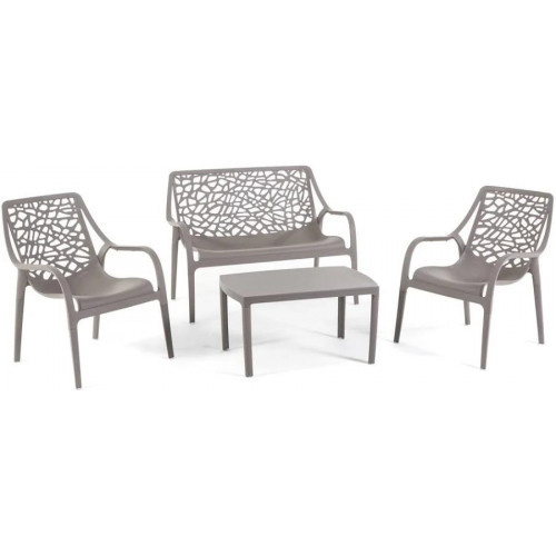 Set de jardín 4 plazas de resina con fibra de vidrio