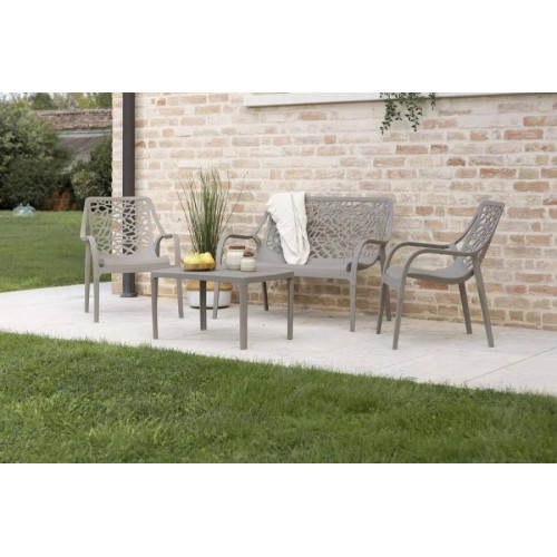 Set de jardín 4 plazas de resina con fibra de vidrio