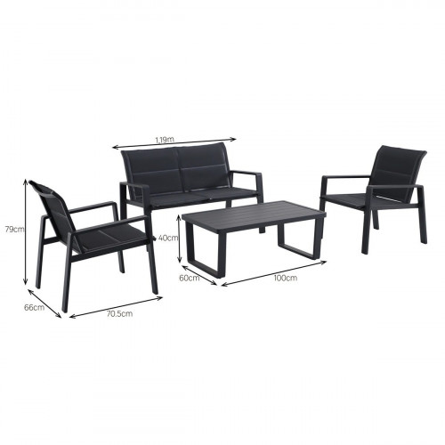 Set de porche de jardín de aluminio Aramis para 4 comensales