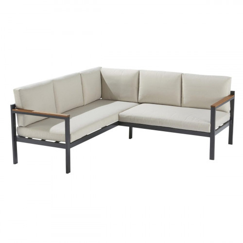 Set de porche esquinero de aluminio y madera NATERIAL Oris II para 5 personas