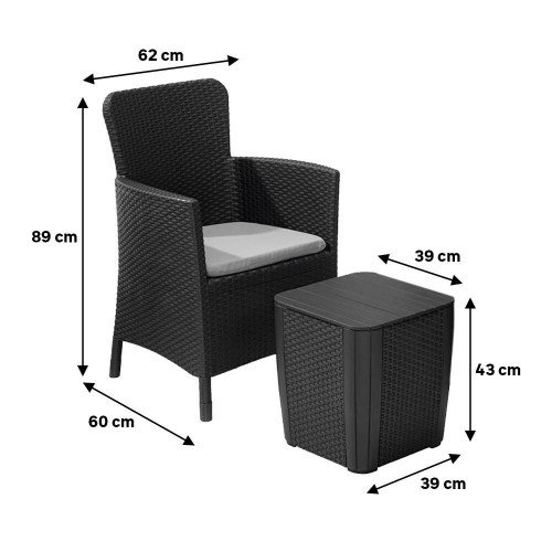 Set de sofás y mesa baja Iowa de resina para 2 personas
