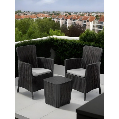 Set de sofás y mesa baja Iowa de resina para 2 personas