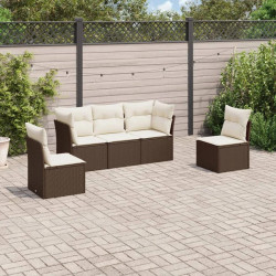 Set jardín 5 pzas y cojines ratán sintético Vidaxl