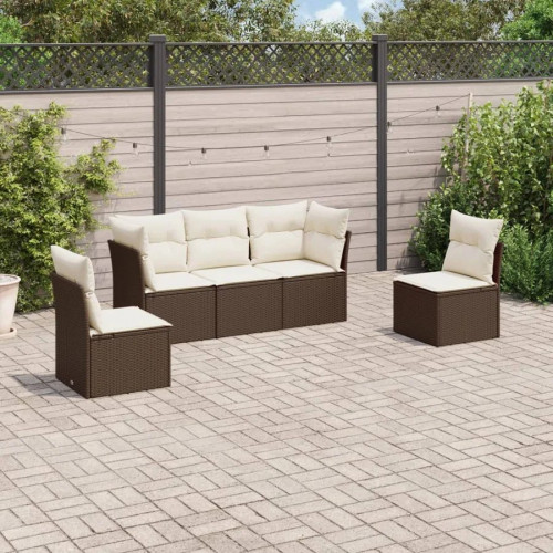 Set jardín 5 pzas y cojines ratán sintético Vidaxl