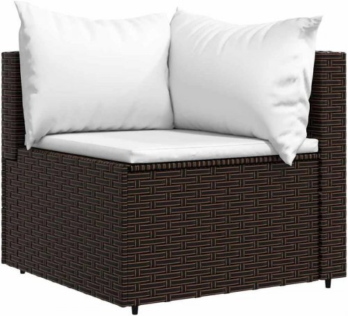Set muebles de jardín muebles de exterior 3 piezas y cojines ratán sintético marrón