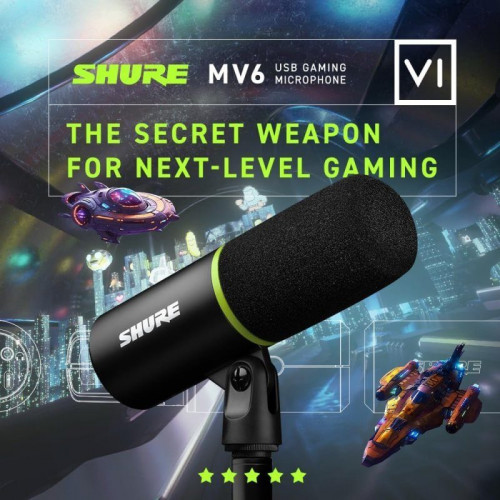 Shure MV6 Micrófono Condensador USB para Podcast Grabación y Streaming Negro