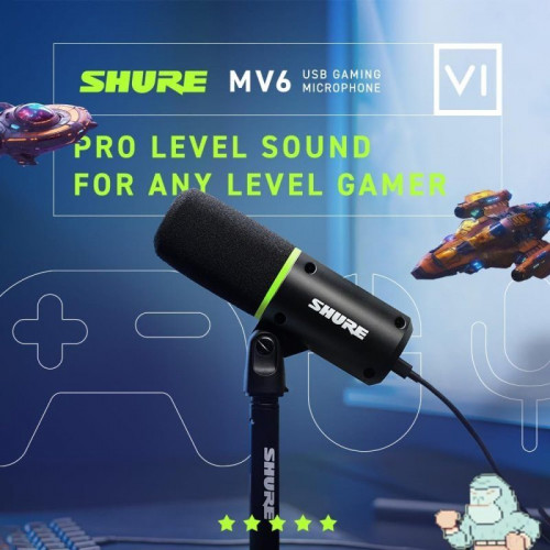 Shure MV6 Micrófono Condensador USB para Podcast Grabación y Streaming Negro